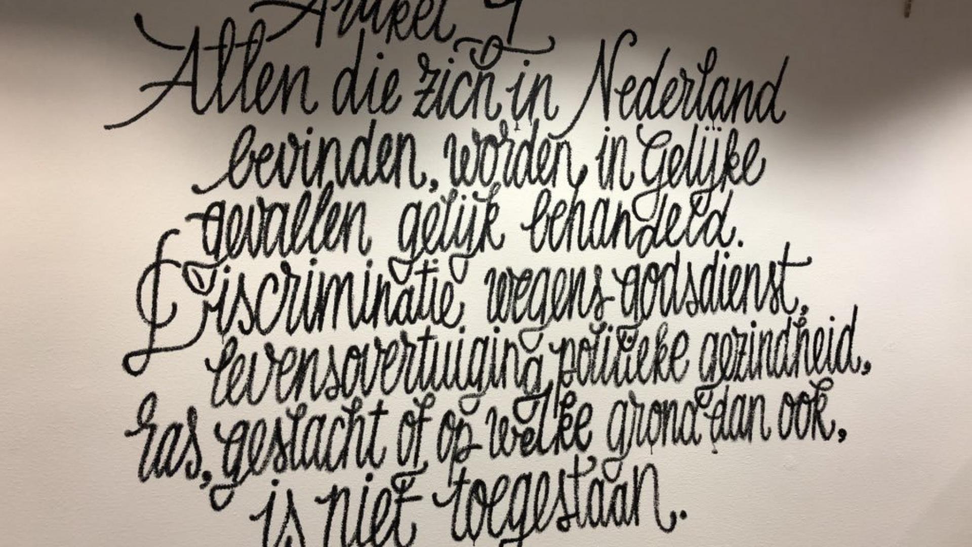 Ontwerp een opvallende presentatie van artikel 1 van de Grondwet in het